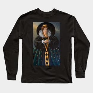 Queen of Clubs Oil painting by Avril Thomas - Adelaide Artist Long Sleeve T-Shirt